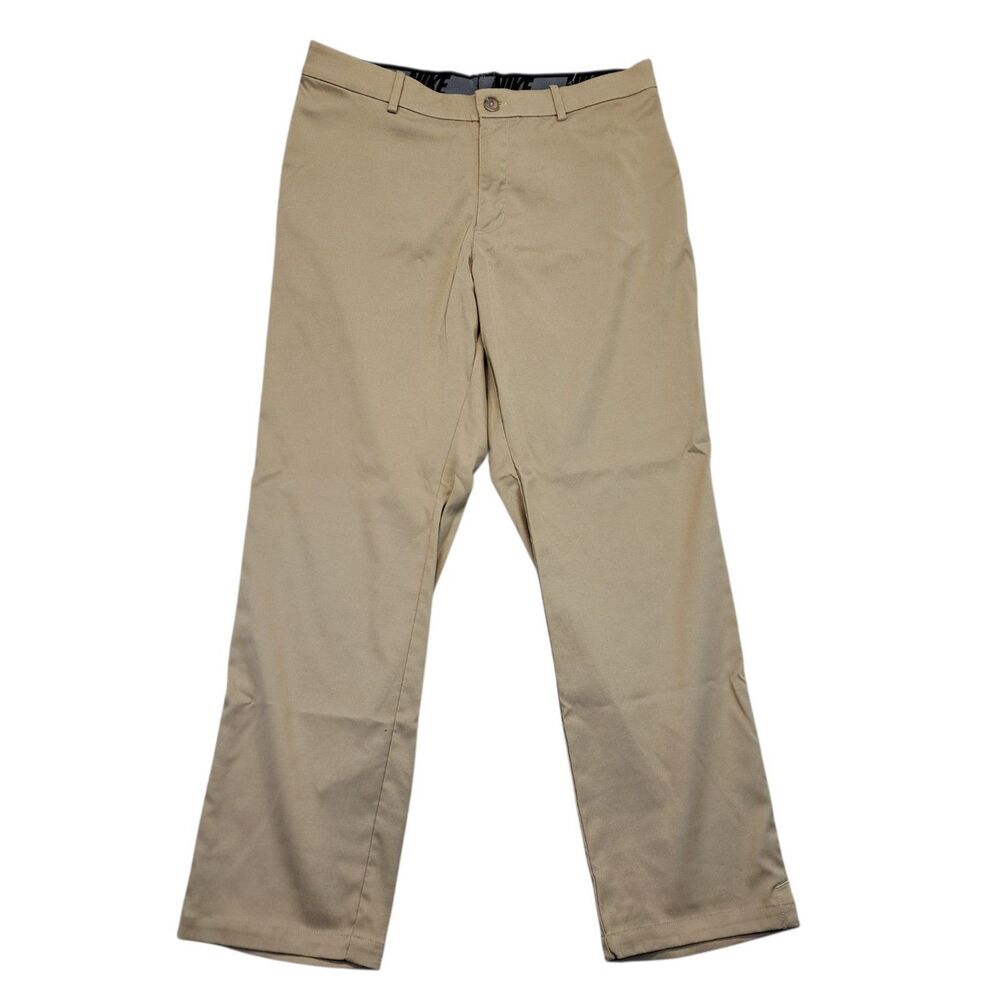Nike Dri-FIT Golf Pants Mens 38x30 Khaki Beige Flat Front Performance